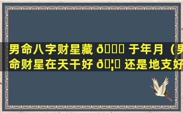 男命八字财星藏 🐈 于年月（男命财星在天干好 🦄 还是地支好）